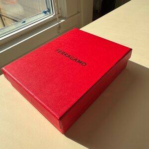 Ferragamo Red Passport Holder Gift Box and Ribbon